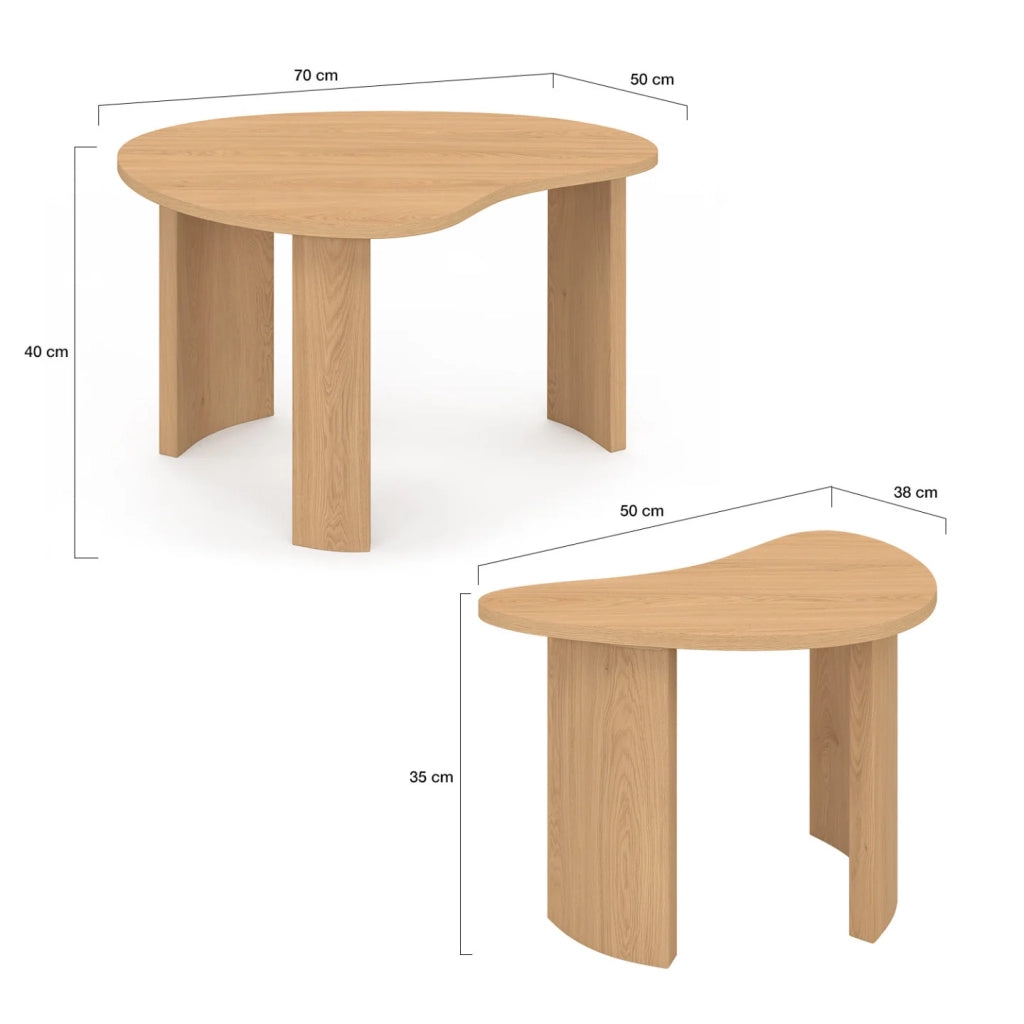 IDMarket - Set di 2 tavolini nidificanti COLINE 70/50 in legno effetto faggio
