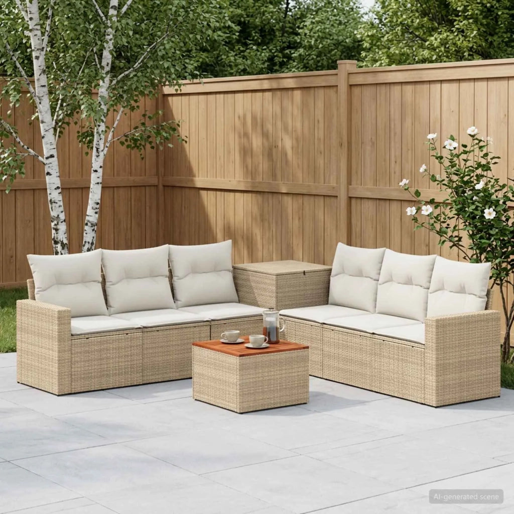 Set di divani 8 pz Beige e Bianco Crema 3448342