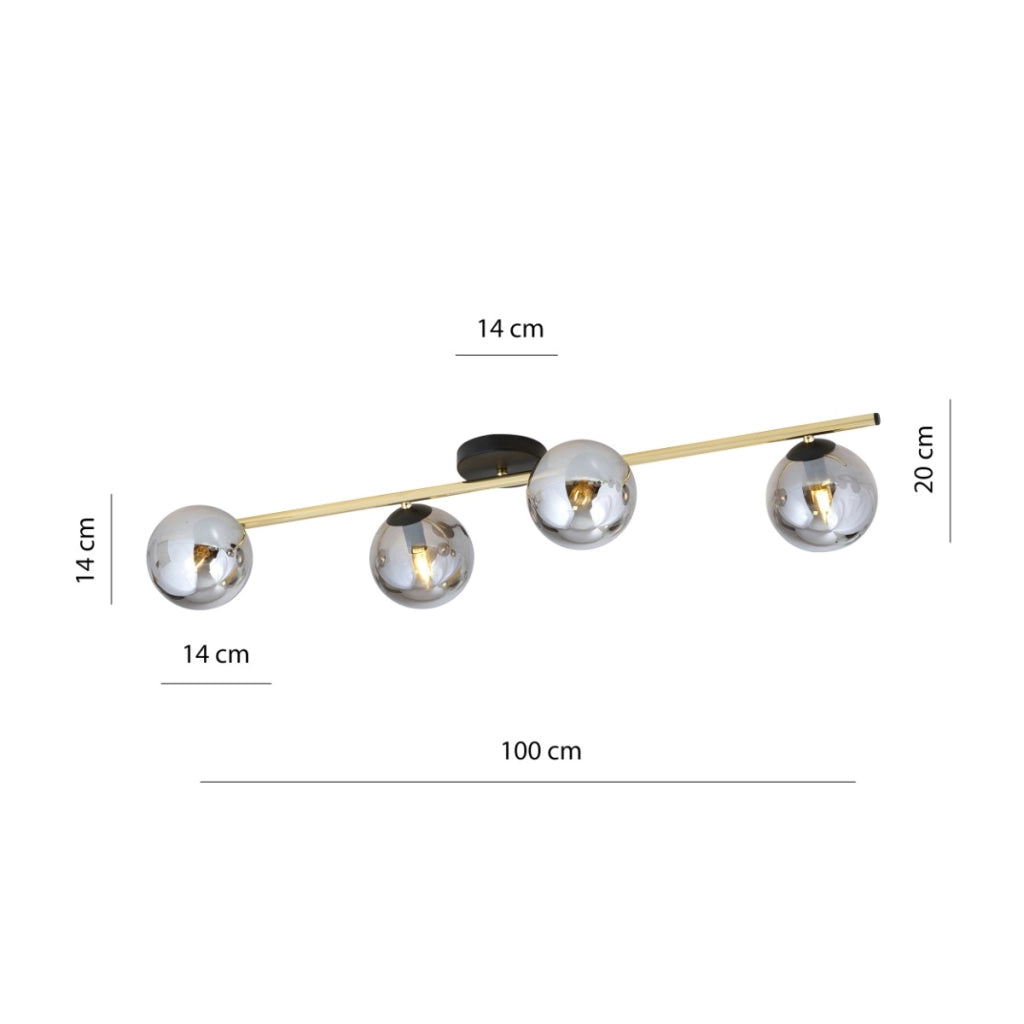 Plafoniera Emibig Splendi 4xE14 oro/grafite metallo 100cm