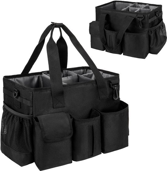 Organizzatore di Pulizia, Borsa di Pulizia con Manico e Cinture di Spalla Regolabili, Borsa di Pulizia per Organizzatore di Pulizia per Pulizia per Casa, Auto e Bagno, Nero (Solo Borsa)