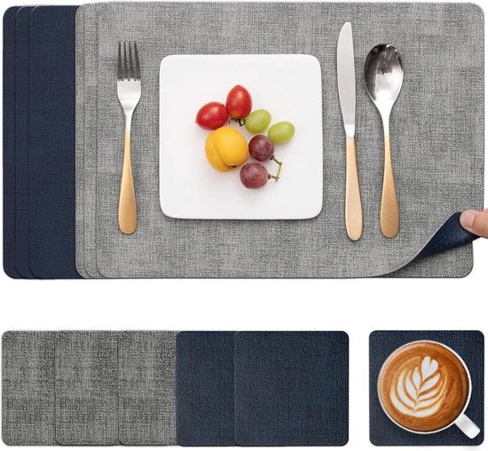 Set di 6 piastrelle e sottopastiglie in PU, termoresistente, per interni ed esterni, grigio/blu