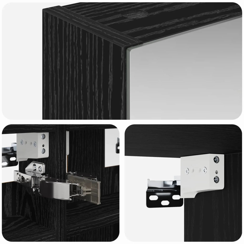 Mobiletto per specchio da bagno Rovere Nero 30 x 10,5 x 50 cm 889016