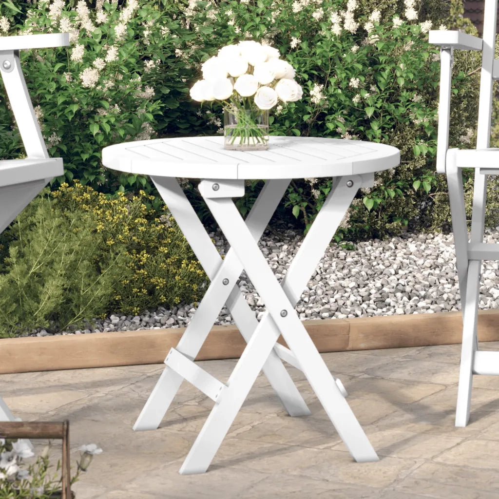 Tavolo da Giardino Pieghevole Bianco Ø 46 cm Massello di Acacia 312117