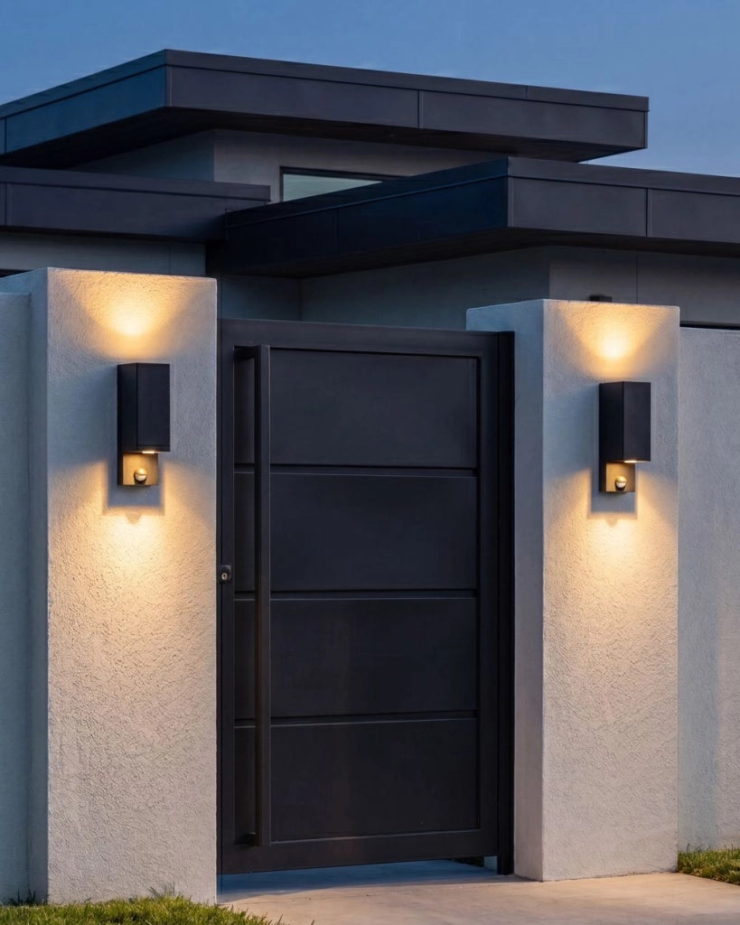 Set di 2 applique da esterno in alluminio nero con sensore di movimento - Illuminazione da esterno moderna