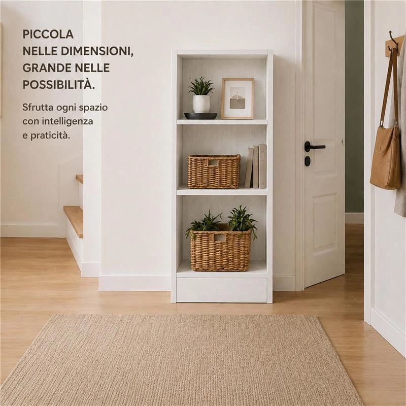 LIBRERIA IN LEGNO CON 3 RIPIANI COLORE BIANCO DIMENSIONI 60X24X120 CM