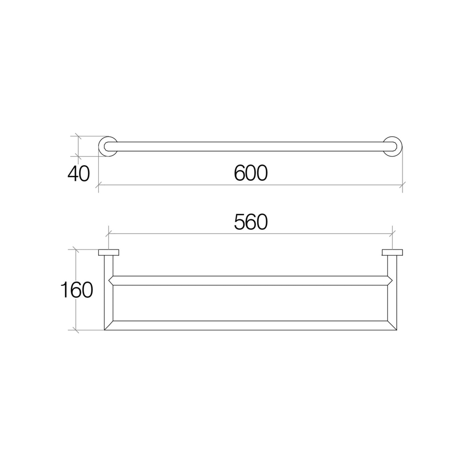 Lineabeta - Porta asciugamani doppio Baketo in ottone nero L.60 cm