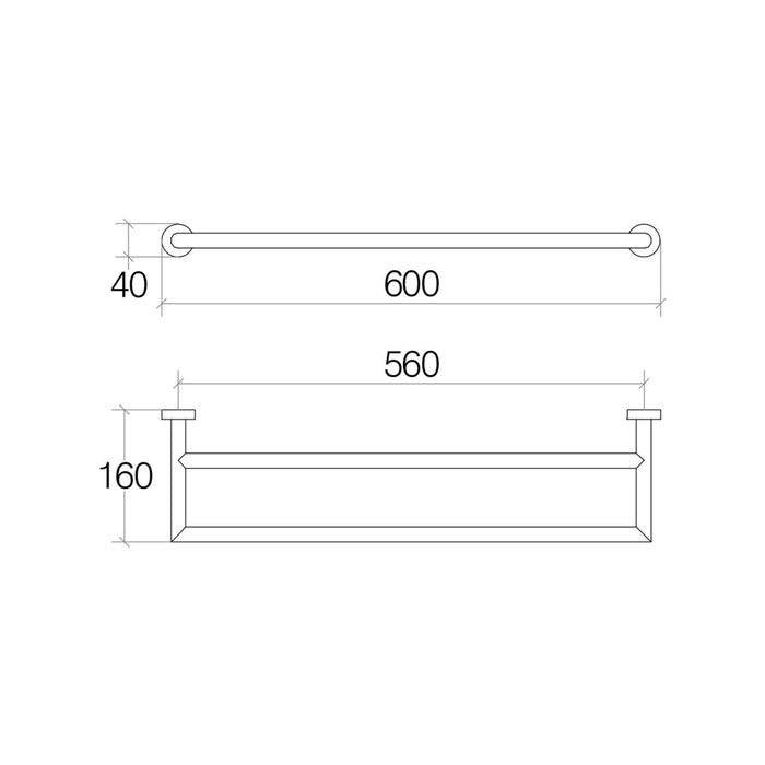 Lineabeta - Porta asciugamani doppio Baketo in ottone cromato L.60 cm
