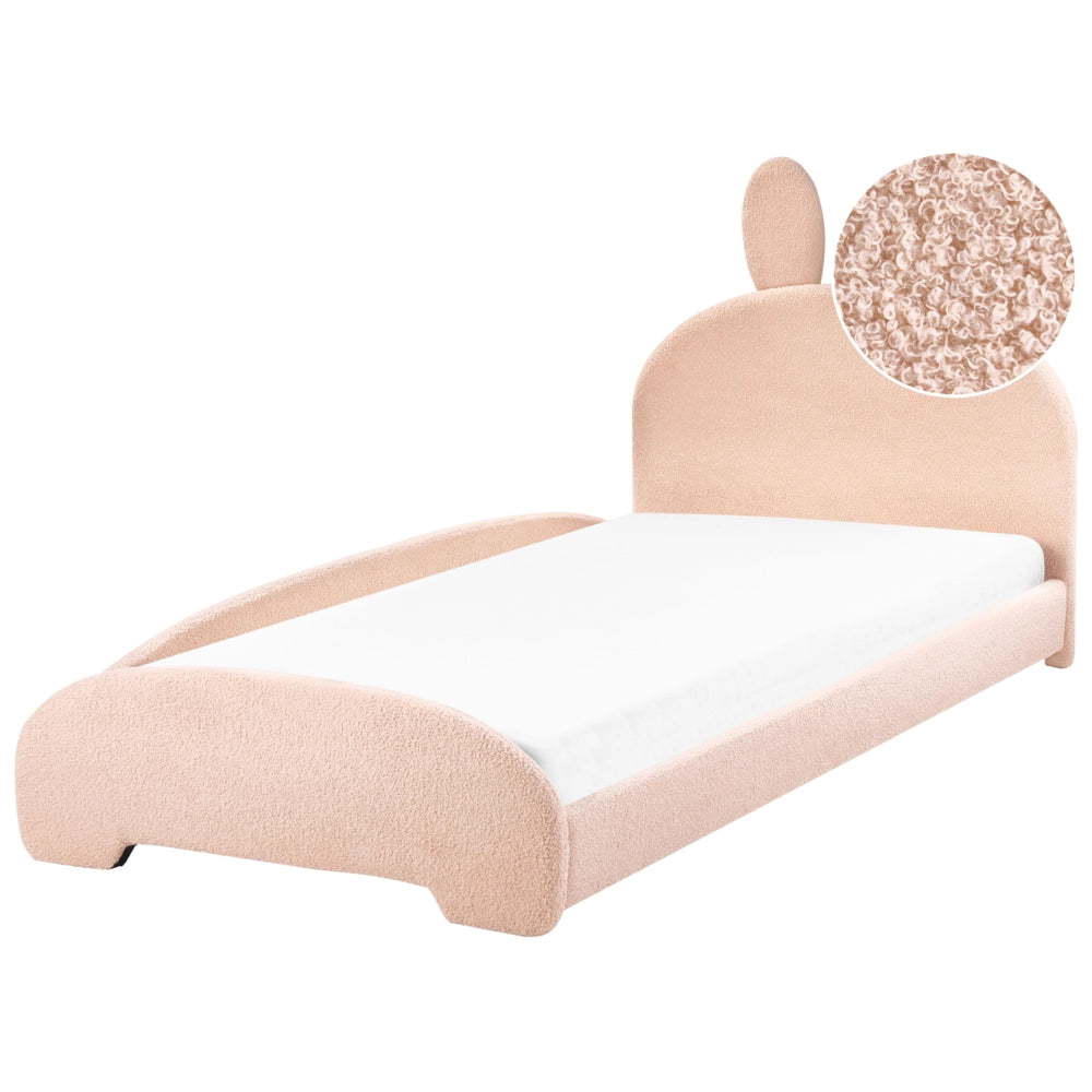 Letto Beige Beige Boucle Imbottito Telaio Poggiatesta 3ft EU Singolo Dimensione Camera da letto Bambini Camera Moderna Tradizionale