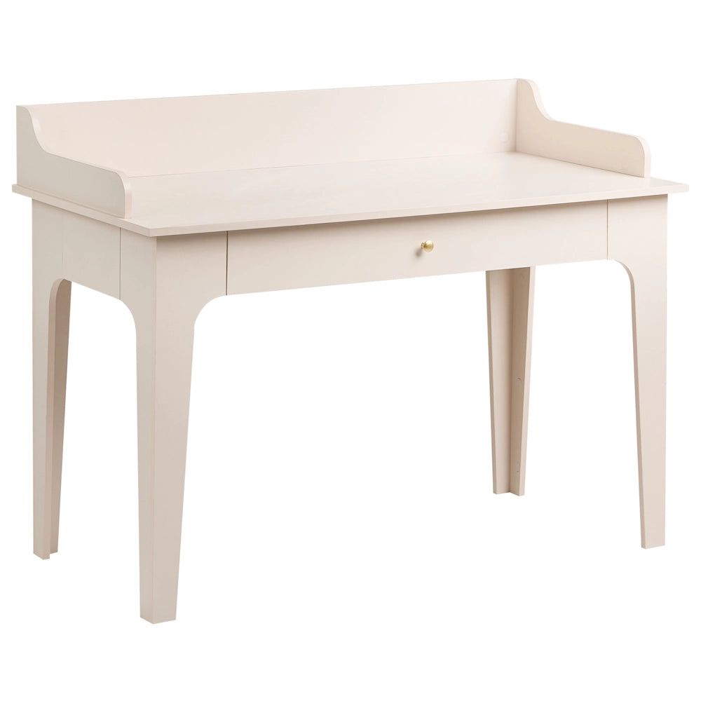 Scrivania per l'ufficio domestico in stile scandinavo, con cassetti in MDF color cashmere, 120 x 60 cm, cassetto portaoggetti, beige chiaro