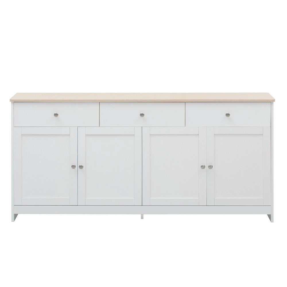 Credenza 4 Ante e 3 Cassetti ¨C MINIMAL ¨C Legno Bianco, Soggiorno