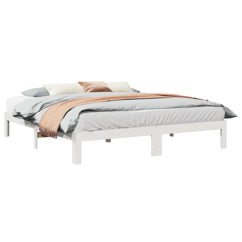 Giroletto senza Materasso-Struttura Letto Bianco 160x200 cm Legno Massello Pino 340010