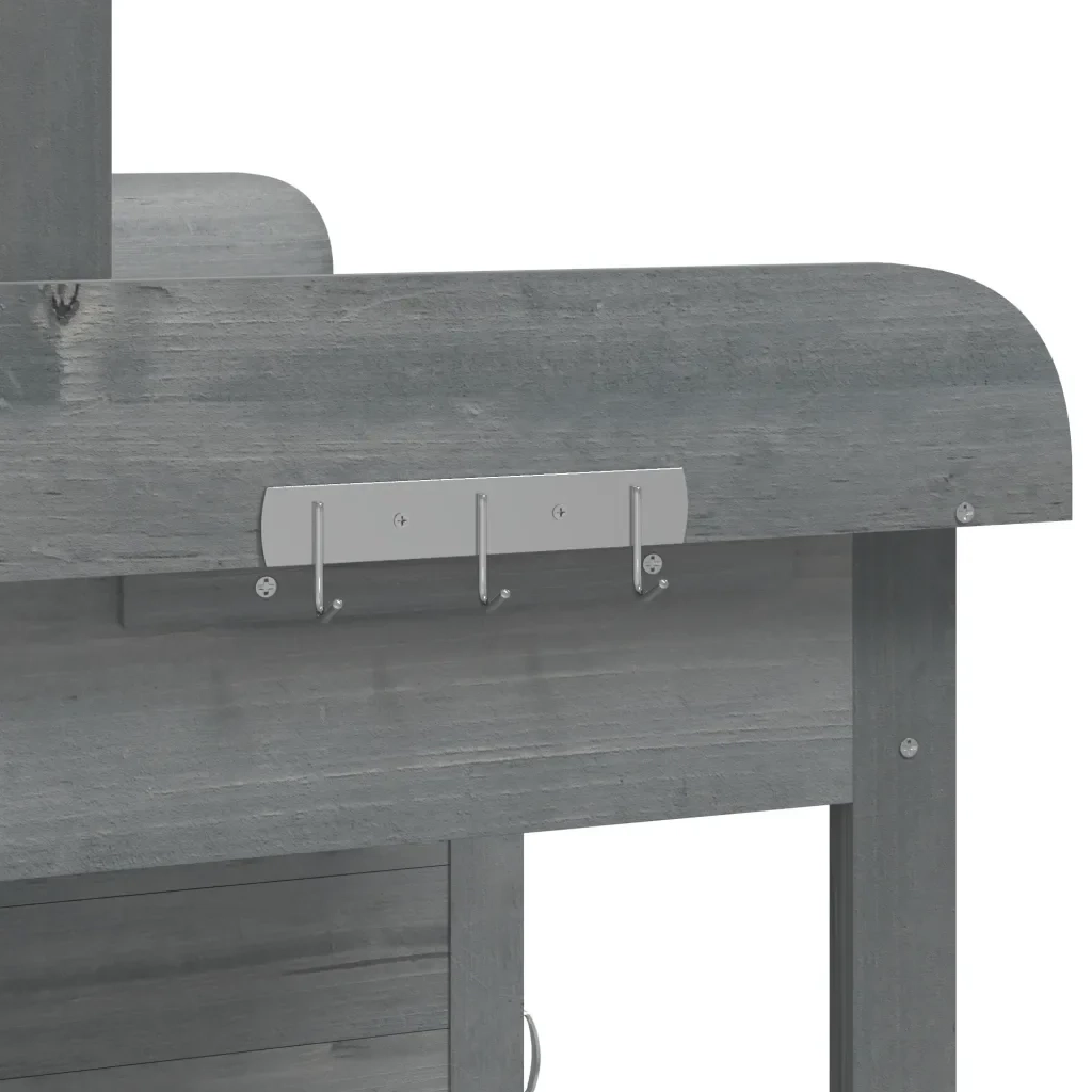 Tavolo da giardinaggio con armadietto da giardino 110,5 x 45 x 124,5 cm design moderno e funzionale in legno massello grigio 02_0046206