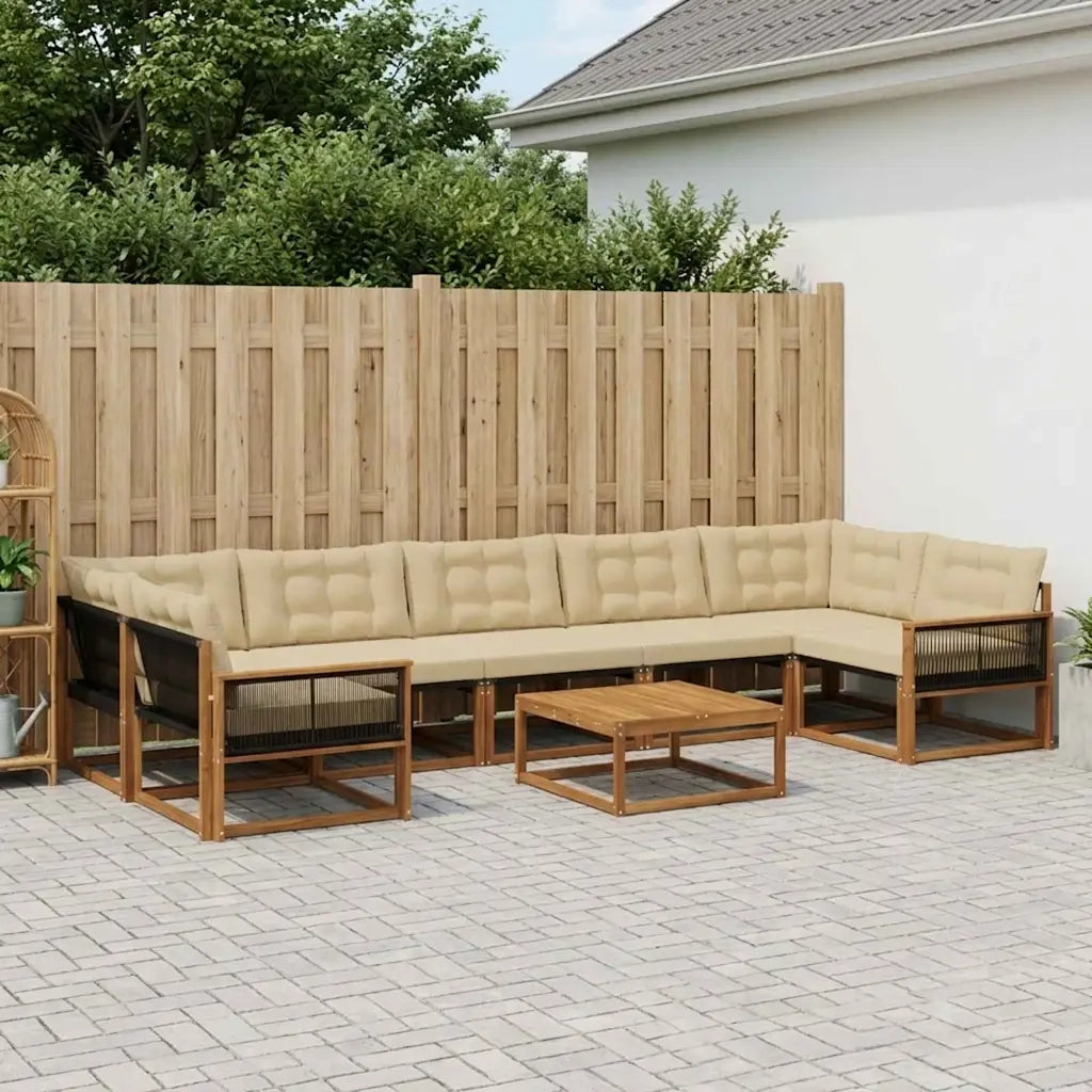 Set di divani da esterno con cuscino 8 pcs Naturale e Beige 3381313