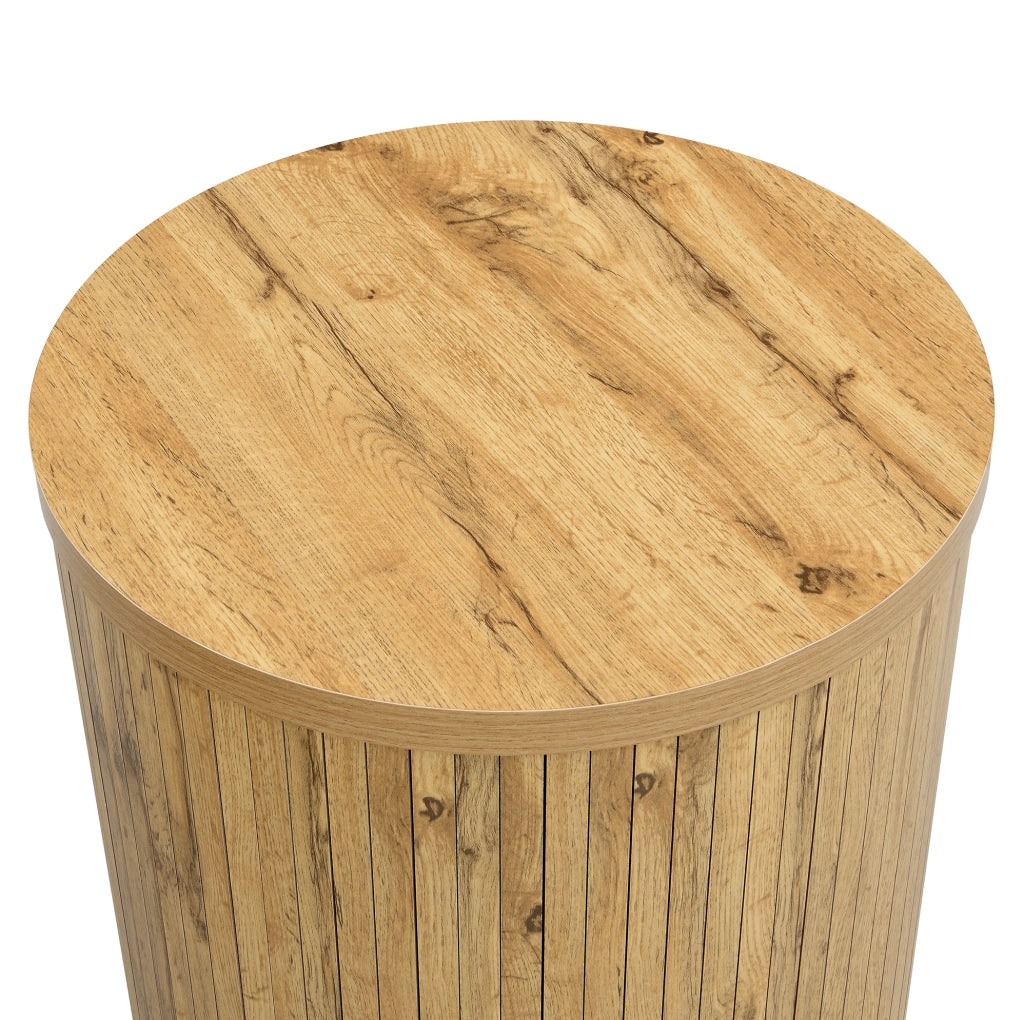 Set di tavolini da salotto rotondi 75x75x36 cm e 50x50x50.5 cm in MDF colore naturale