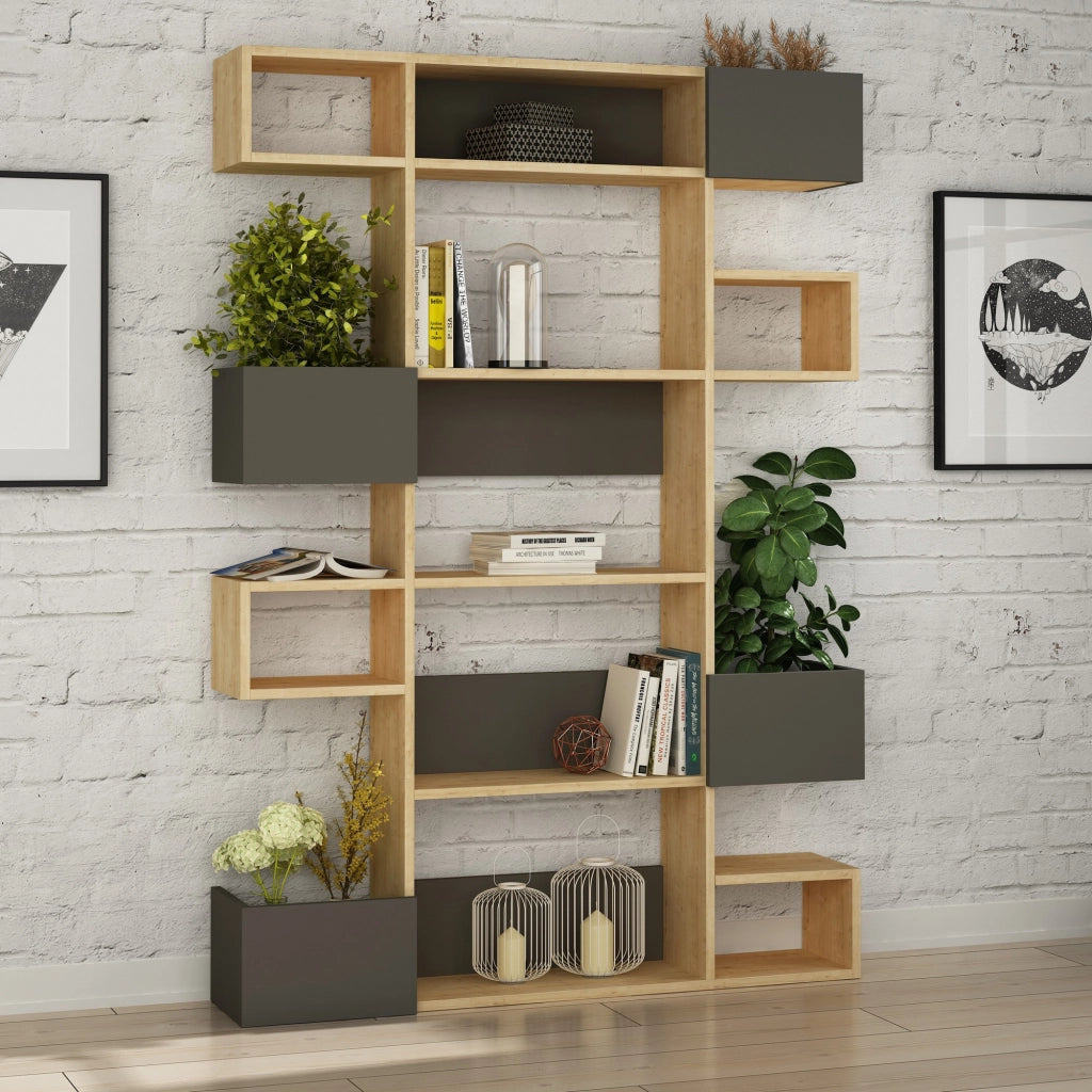 Libreria in legno "Niho" 120 x 27 x 171 cm - Rovere