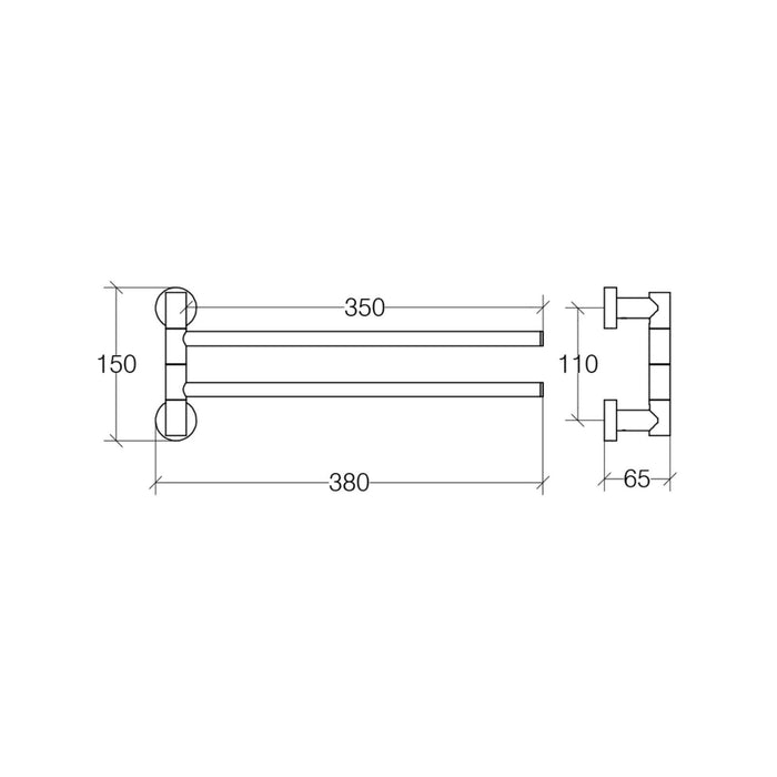 Lineabeta - Porta asciugamani doppio snodato Baketo in ottone cromato L.38 cm