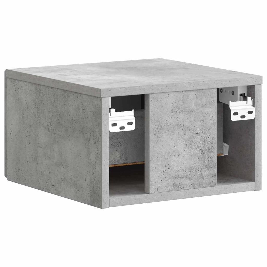 Set di 2 Comodini | Armadio da Notte | Mobiletto da notte a muro con cassetto Grigio Cemento