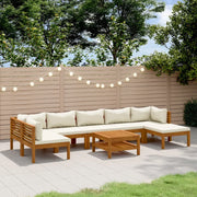 Set Divani da Giardino 8 pz con Cuscini Crema in Legno Acacia 3086955