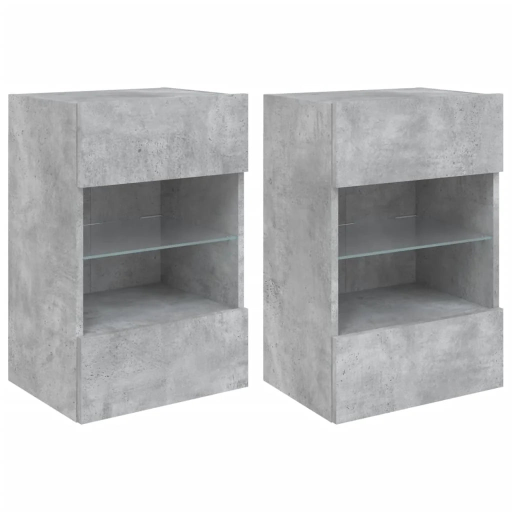 Mobile TV multimediale da parete mensola TV credenza mobile TV sala da pranzo soggiorno camera da letto e luci LED 2 pezzi 40 x 30 x 60,5 cm grigio 02_0029129