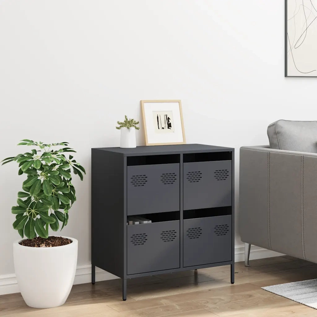 Credenza Antracite 68x39x73,5 cm in Acciaio Laminato a Freddo 851258