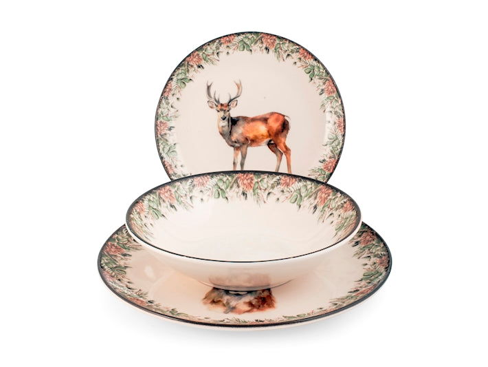 Servizio tavola 18 pezzi montana in stoneware decorato