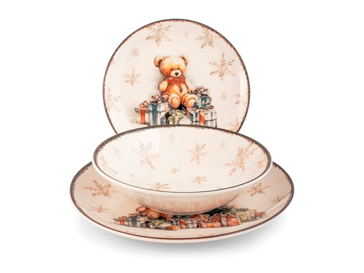 Sevizio 18 pezzi tavola majestic in stoneware decorato.