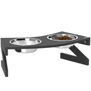 Ciotola Cane Sollevata con Supporto e 2 Ciotole Acciaio Inox ¨C zephmum ¨C Nero 52.5x30x16.5cm