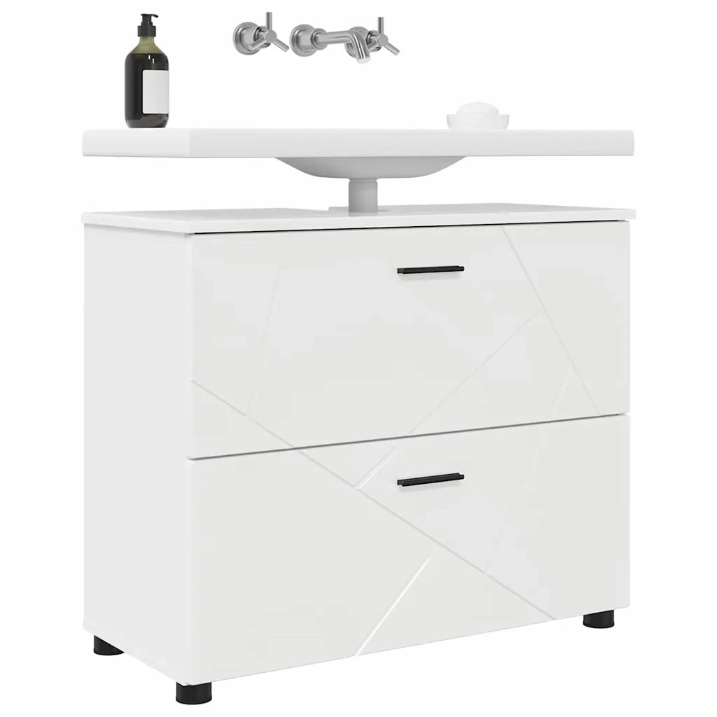 Mobile da Bagno con cassetto Bianco Lucido 76,5 x 35 x 64 cm 883298