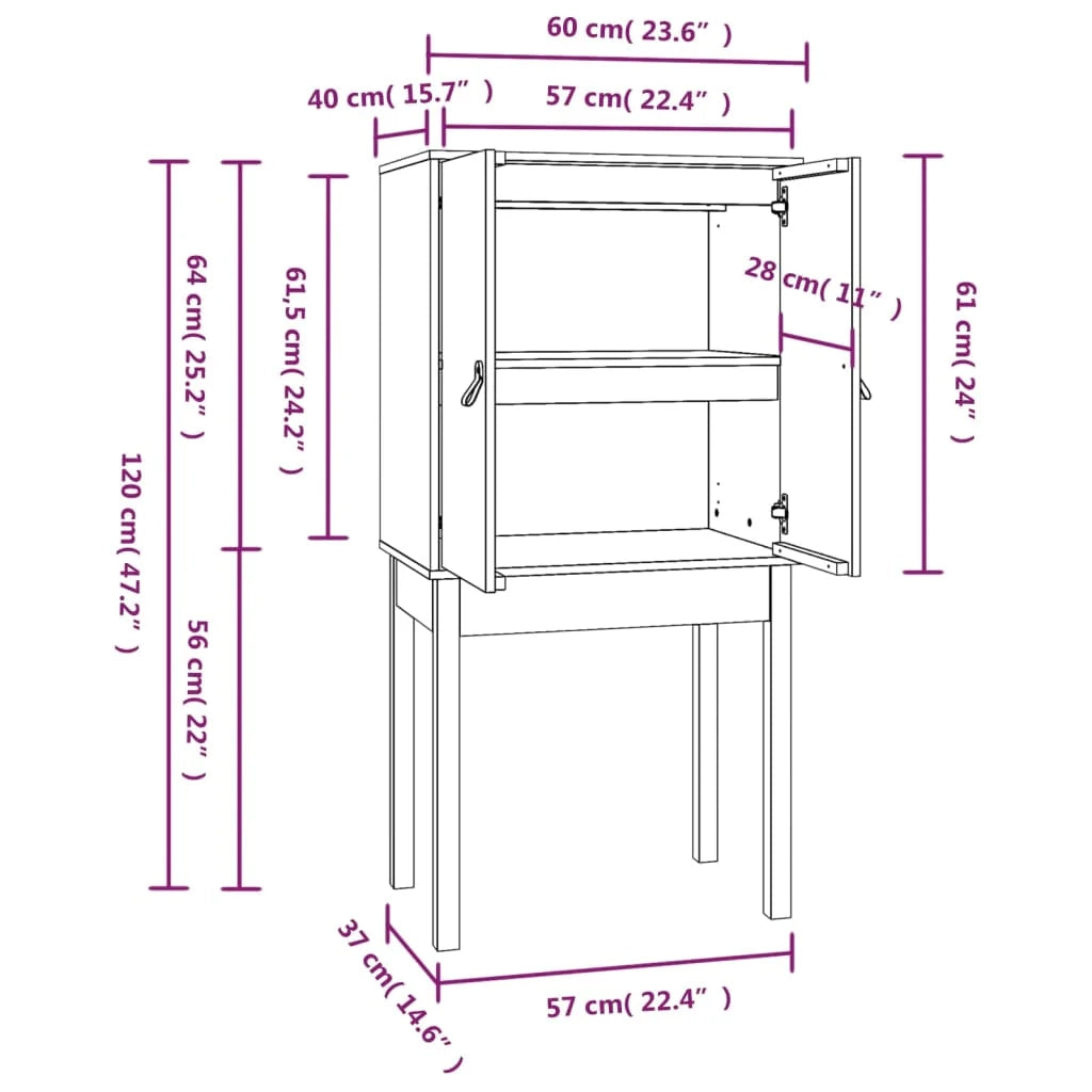 Buffet credenza cassettiera armadio mobile contenitore organizer cucina soggiorno salotto alto 60 x 40 x 120 cm legno di pino massiccio grigio 02_0034228