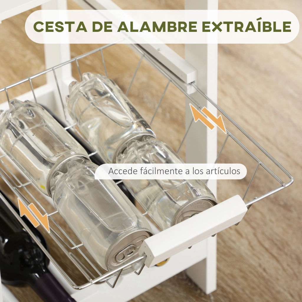 Set tavolo da bar con cestino e bottigliere e 2 sgabelli ¨C zephmum ¨C Bianco 119x38,5x88,5 cm