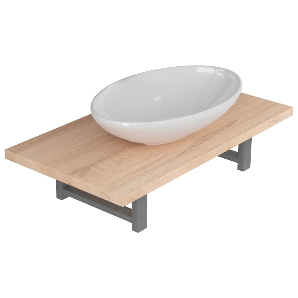 Set Mobili da Bagno | Armadio da bagno 2 pz Ceramica Rovere