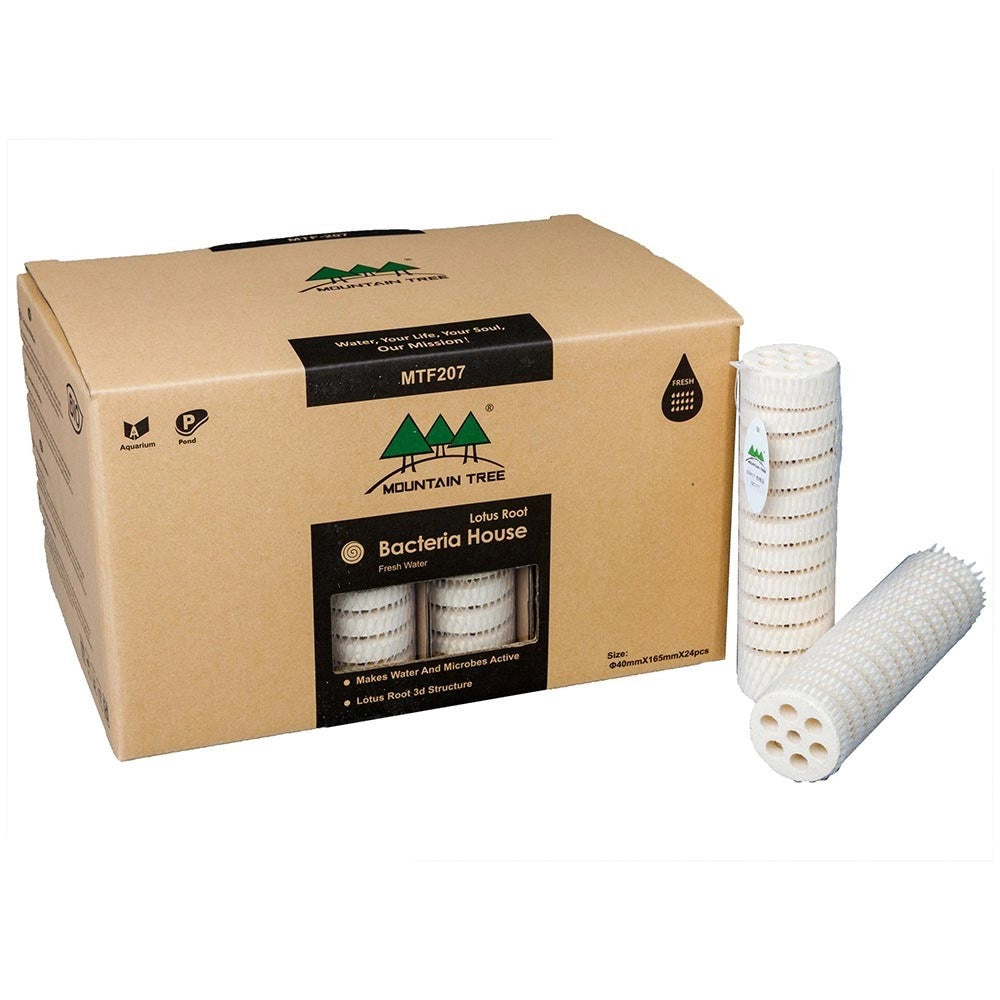 Mountain Tree Fresh Lotus Root Bacteria House II Ø4x16cm box da 24pz - supporto biologico per laghetti e acquari d'acqua dolce