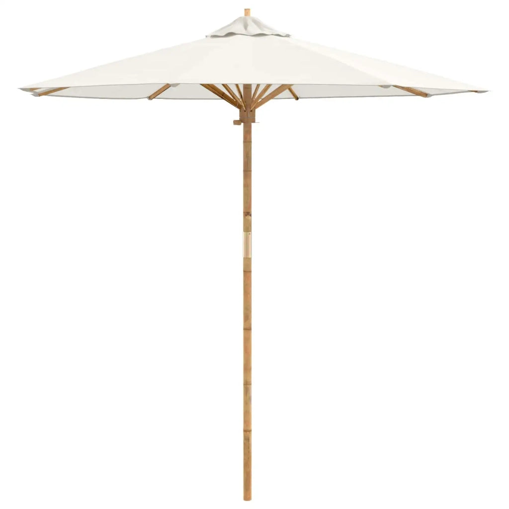 Ombrello da giardino-Ombrellone da spiaggia Bianco Crema ? 217 x 230 cm Bamb¨´