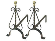 ALARI TORCIGLIONE CON POMOLI IN OTTONE- - cm.19x40x33h. - 1 coppia MILLE