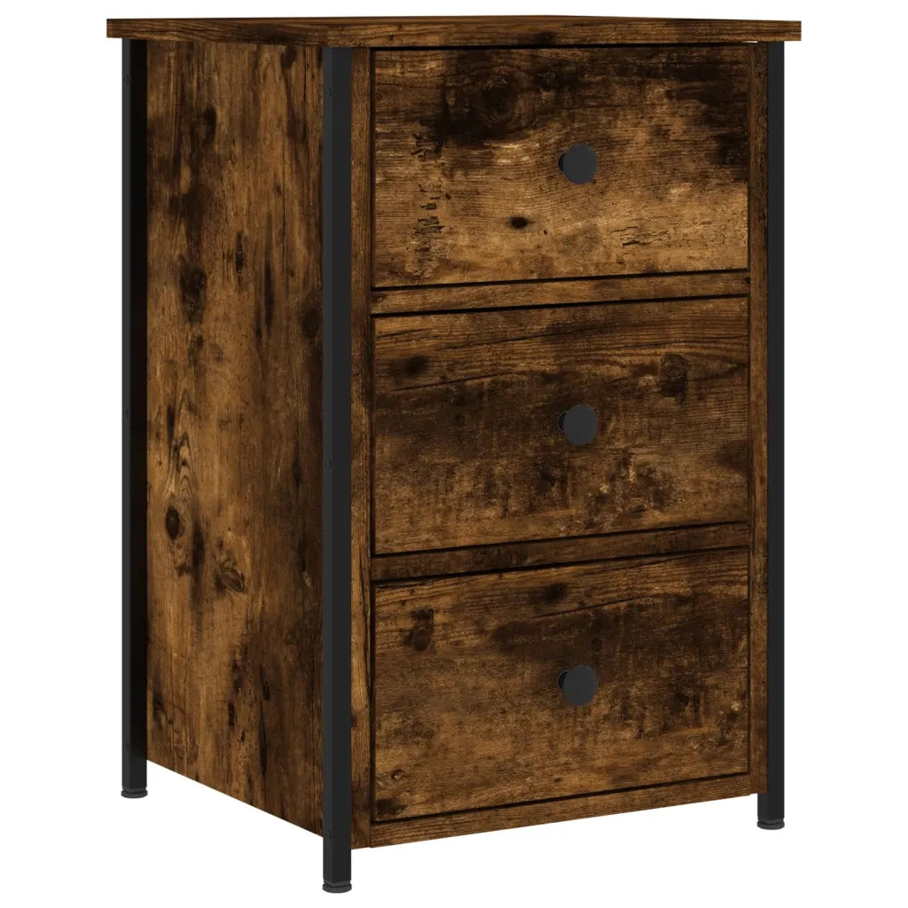 Set di 2 Comodini | Armadio da Notte | Mobiletto da notte Rovere Fumo 40x36x60 cm in Legno Multistrato