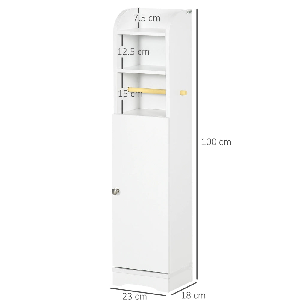 Colonna Bagno con Ripiani e Armadietto ¨C Zephmum ¨C Legno Bianco 23x18x100 cm