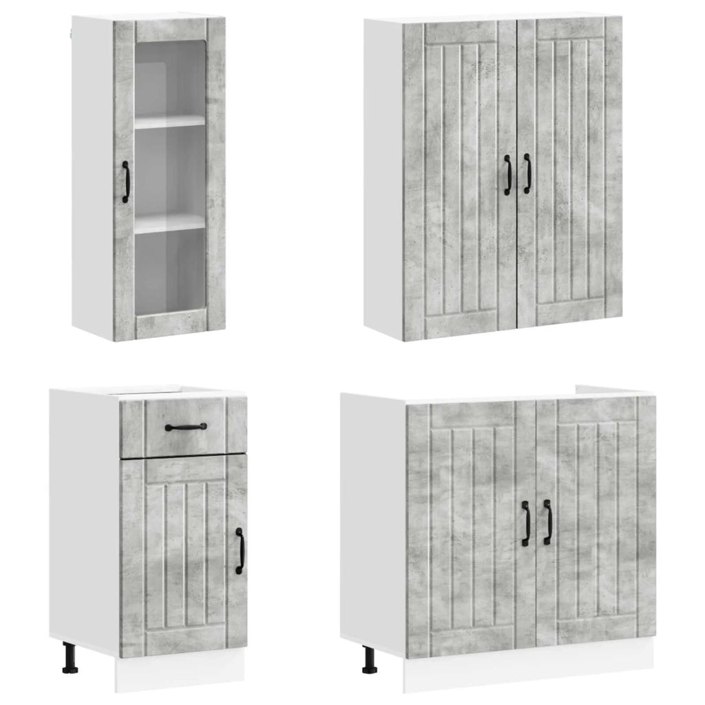 Unità Cucina LUCCA 8 pcs Grigio Cemento Legno ingegnerizzato 3438404