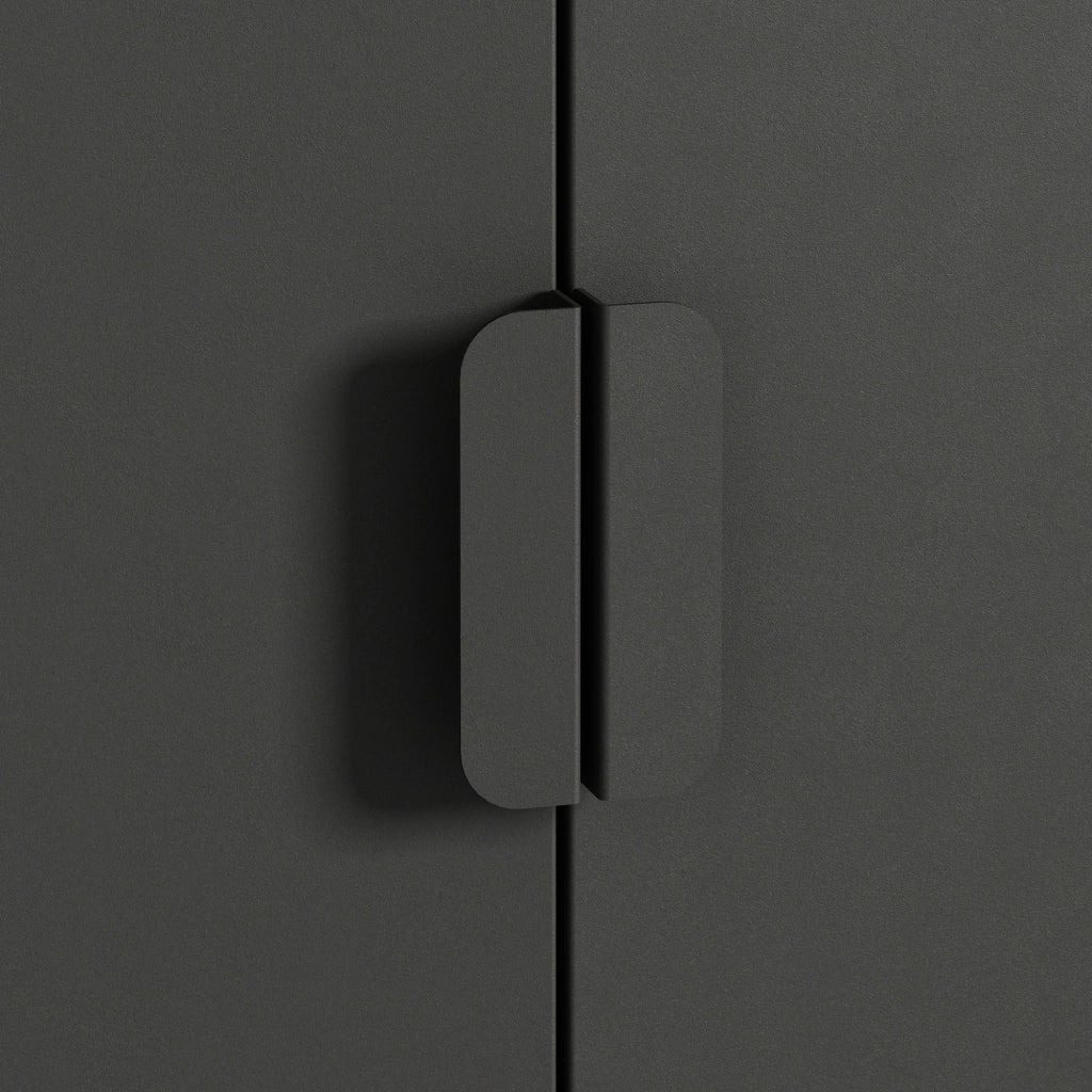 Armadio Guradaroba Esteli in Acciaio a 2 Ante con 2 Barre Appendiabiti e 4 Ripiani 170 x 80 x 45 cm - Nero [en.casa]