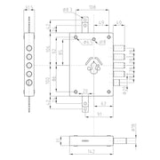 SERRATURA TRIPLICE DA APPLICARE ART. 42 art.42.7 - Sx E 70 mm 152 x 206  - DIERRE