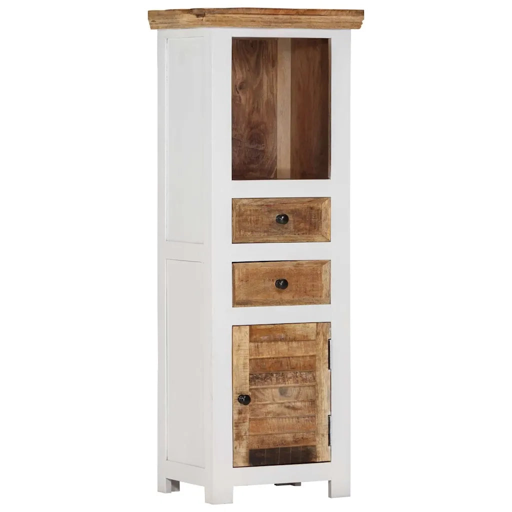 Credenza Bianca e Marrone 40x30x110 cm Legno di Mango e Acacia 338448