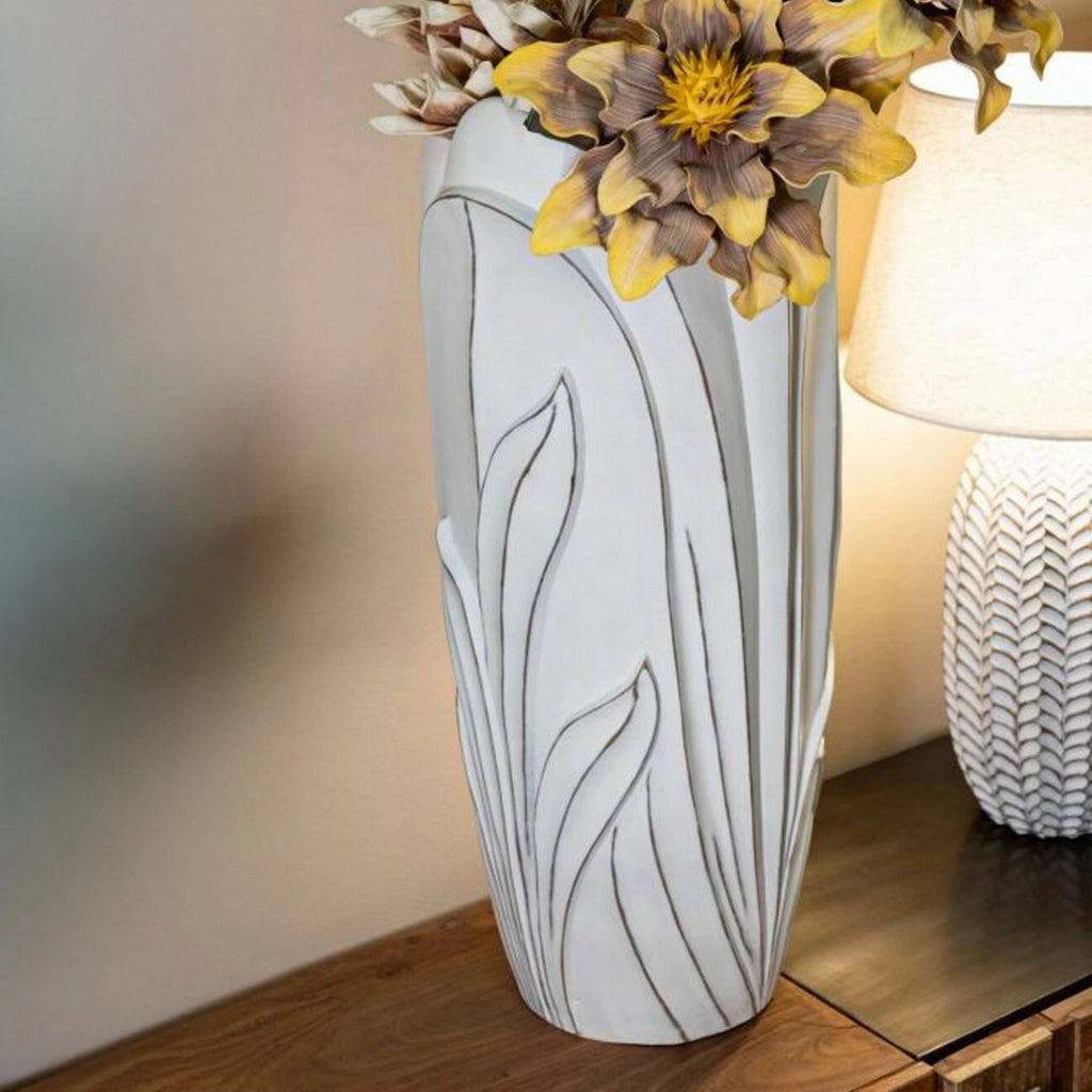 Vaso Brabbia, Complemento d'arredo, Articolo decorativo, Accessorio d'arredo, 31x31 h69 cm, Bianco