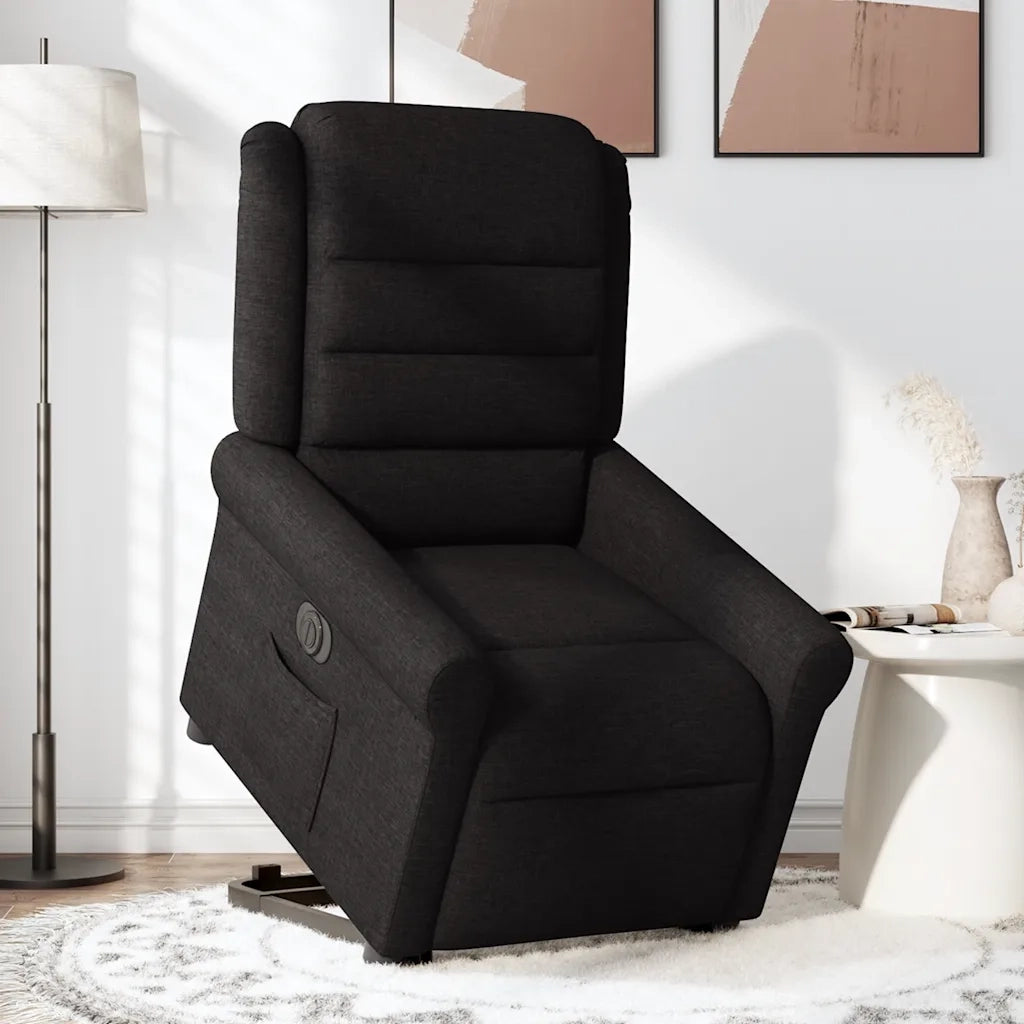 Poltrona Alzapersona Reclinabile Elettrica Nera in Tessuto 3303336