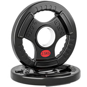 Set di Dischi Pesi 2x2.5 kg con Foro da 5 cm e 3 Impugnature, Acciaio con Rivestimento in Plastica, Nero