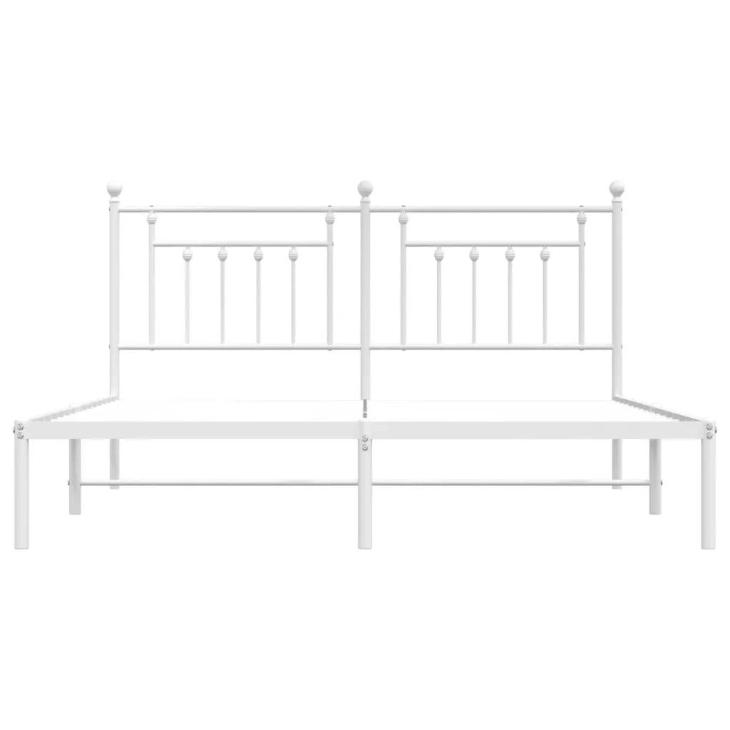 Giroletto con Testiera-Struttura Letto con testiera Metallo Bianco 160x200 cm 373466
