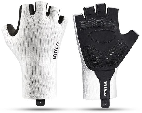Maniche con dita semicircolari - M - adatte per lunghezza palmo mano 18,5 cm - adatte per larghezza palmo mano 8,6 cm - adatte per bicicletta, sport quotidiano, ecc. - maniche fitness - antiscivolo, resistente al trascinamento, assorbente shock