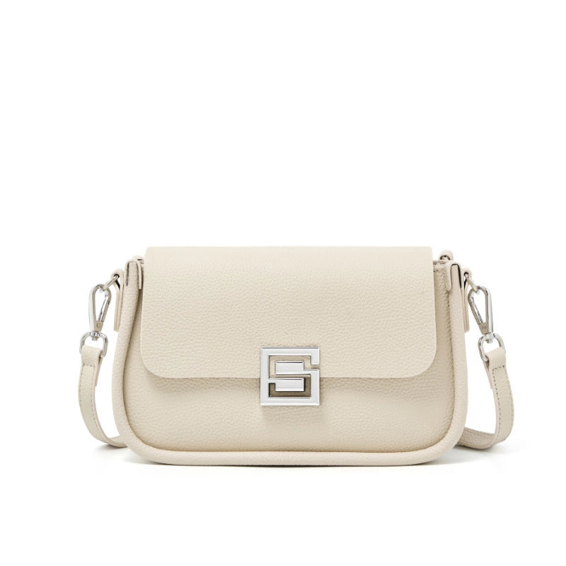 Borsa a tracolla da donna TOGO in vera pelle, colore bianco.