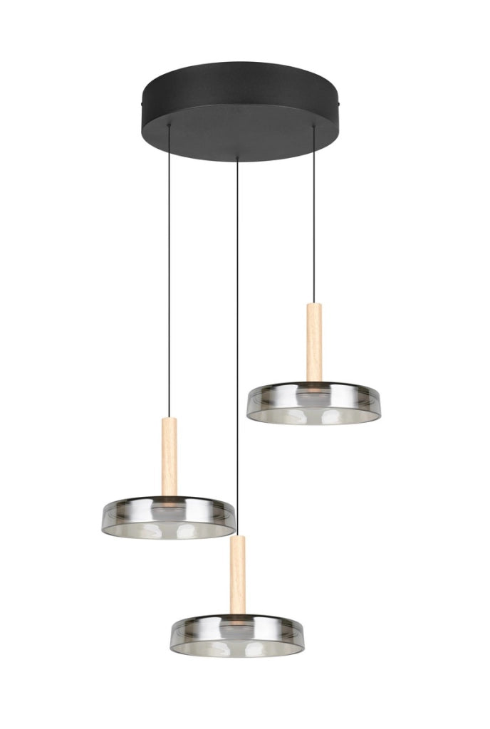Lampada a sospensione Trio Celeste LED 3 luci nera Ø35