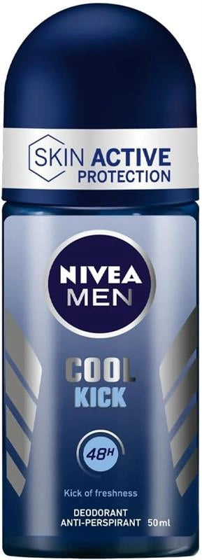 NIVEA MEN DEODORANTE UOMO COOL KICK ROLL- ON ANTITRASPIRANTE REGOLA LA TRASPIRAZIONE PER 48H 50 ML