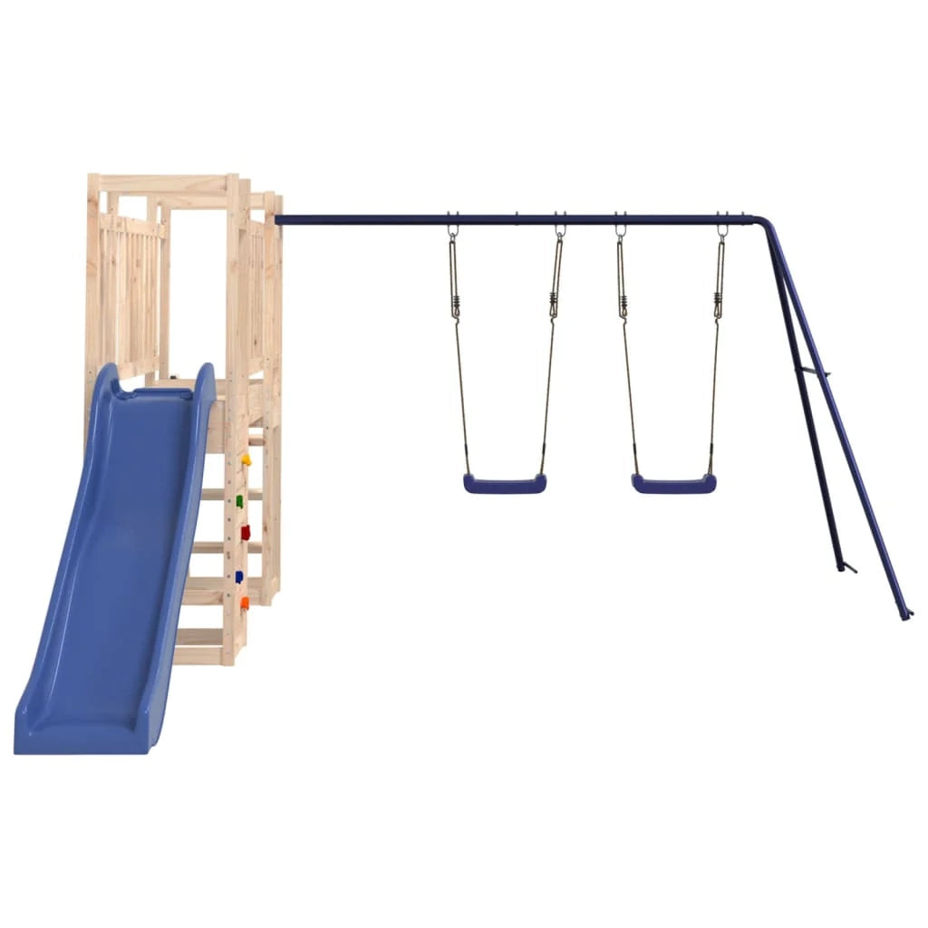 Altalena per parco giochi all'aperto scivolo altalena robusta giochi da giardino 308 x 461 x 169 cm legno di pino massiccio 02_0004897