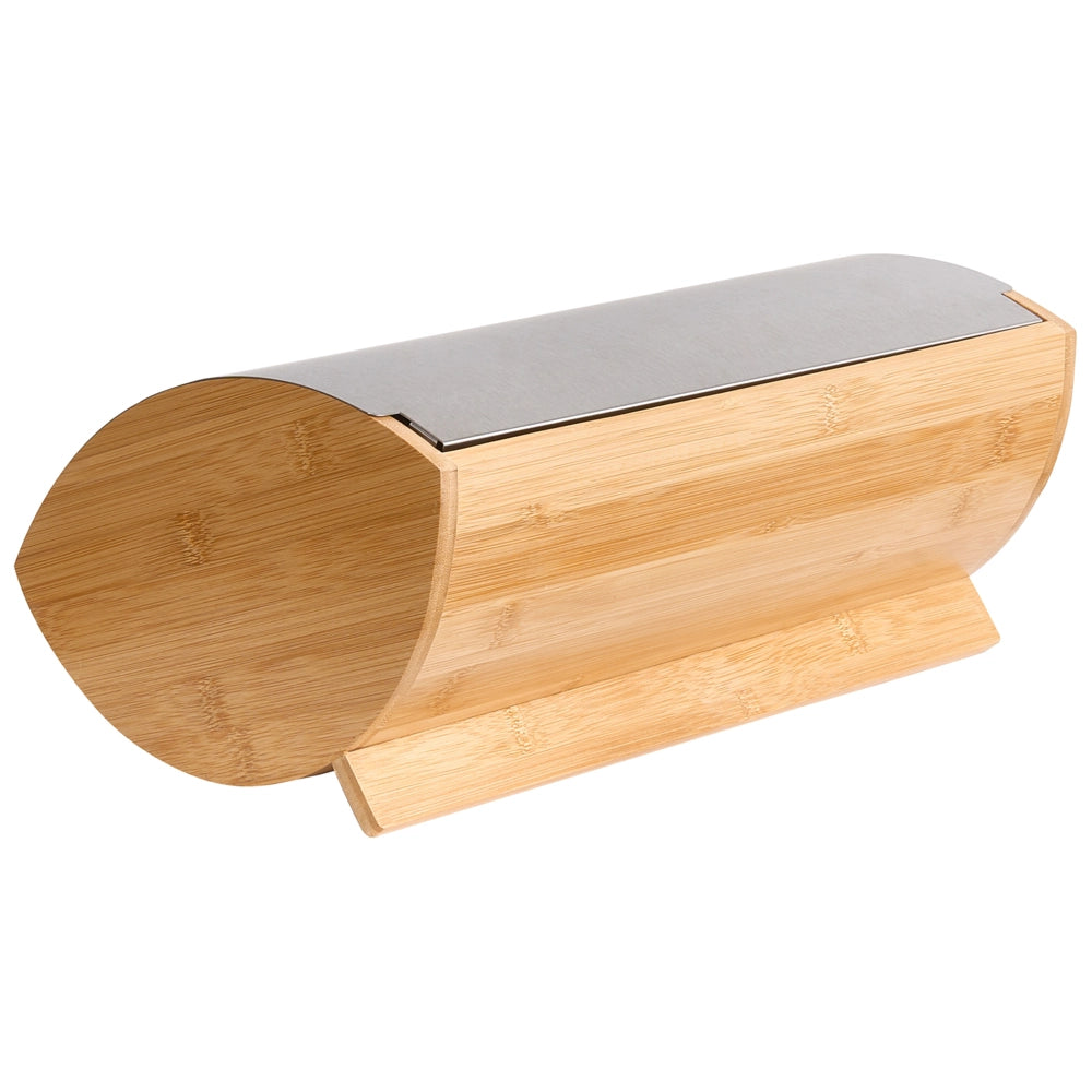 Portapane in bambù argento 36 x 25 x 16 cm decorativo con coperchio in metallo Cucina scandinava moderna